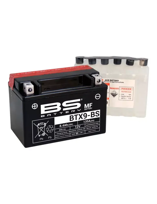 Satisfait Ou Remboursé Batterie BS BATTERY BTX9-BS sans entretien livrée avec pack acide