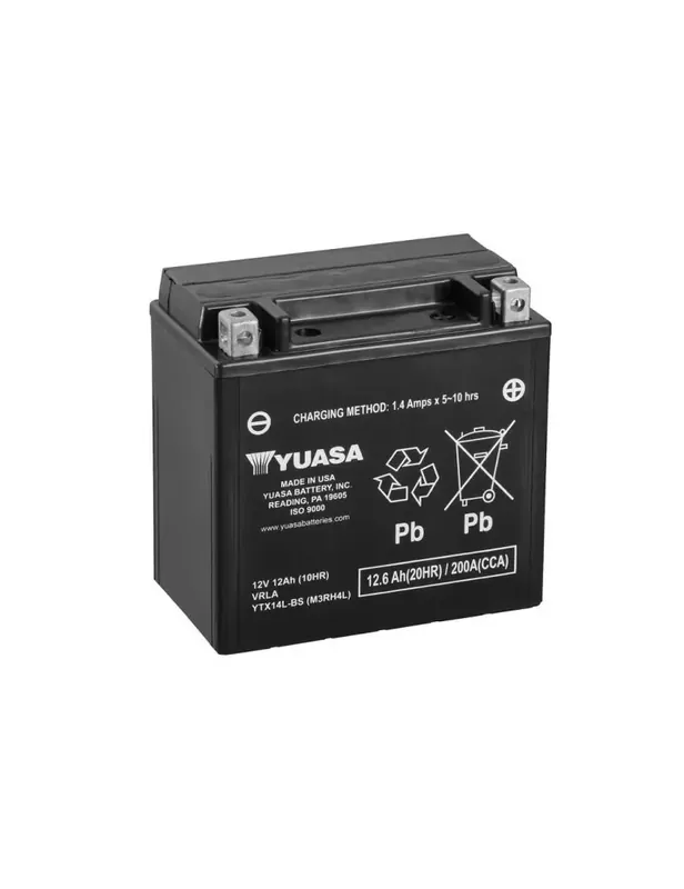 Achat Immédiat Batterie YUASA YTX14L-BS sans entretien livrée avec pack acide