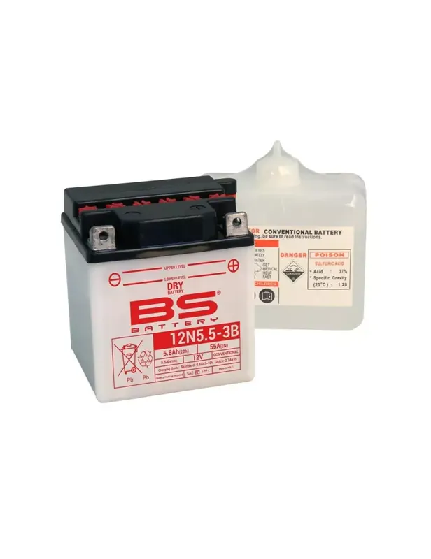 Offre Spéciale Batterie BS BATTERY 12N5.5A-3B conventionnelle livrée avec pack acide