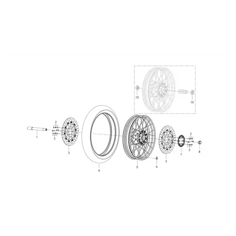 Roue Avant 1 – AXE ROUE AV SRV SRT 800 Authentique