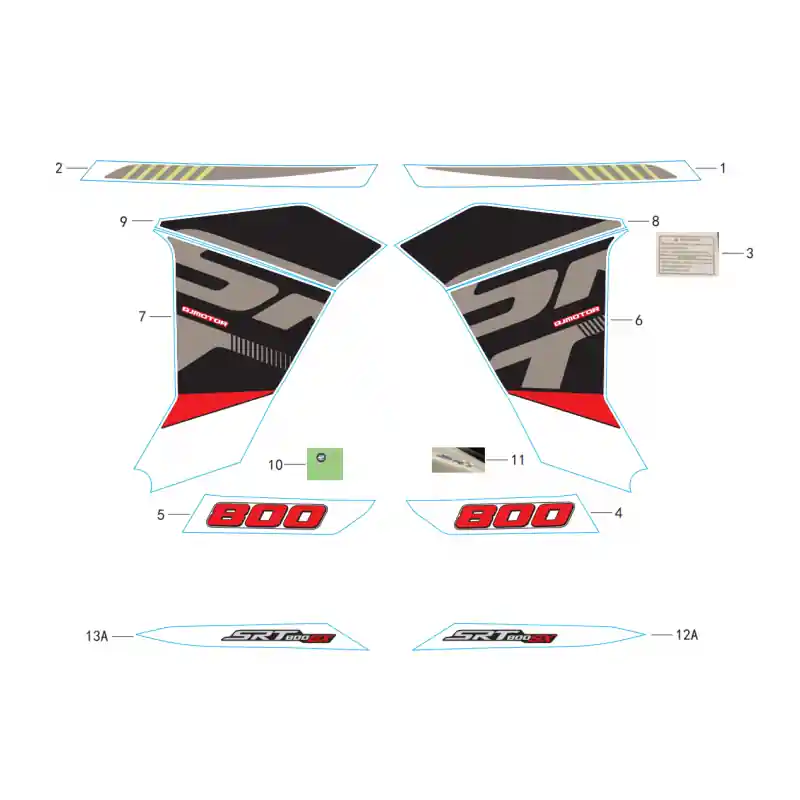 Dernière Chance Sticker Version Gris/Rouge 1 - STICKER RESERVOIR G SRT 800 SX