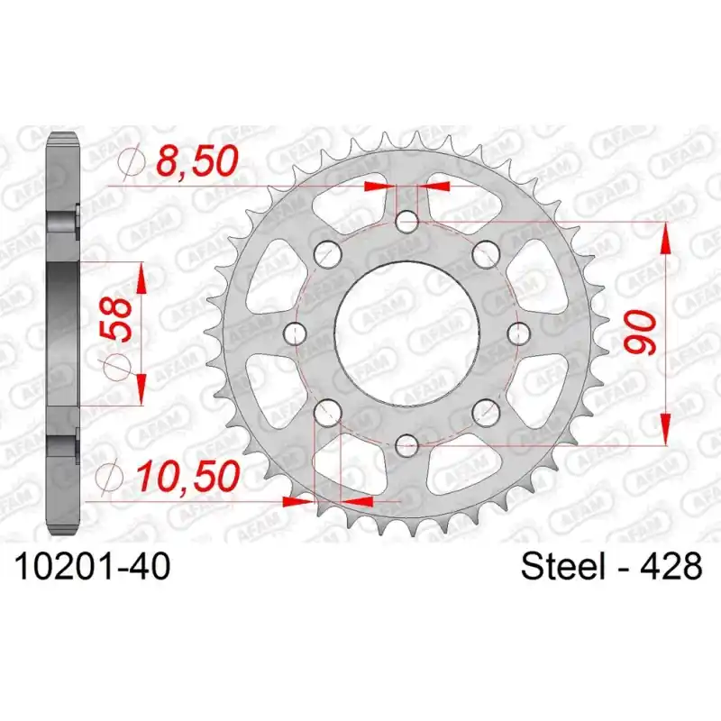 Couronne Acier 40 dents pour chaine 428 Soldes