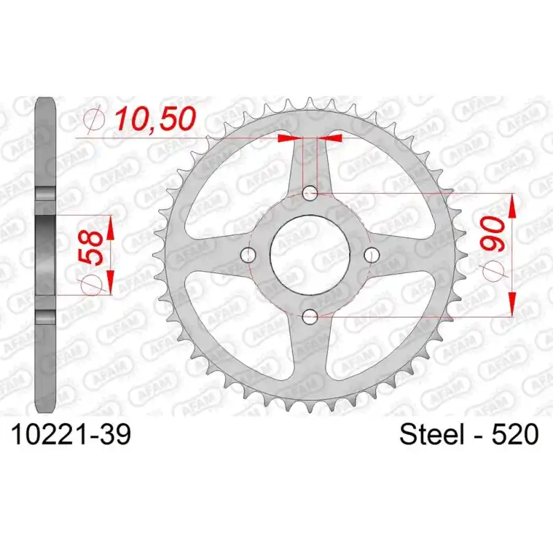 Remise Couronne Acier 39 dents pour chaine 520