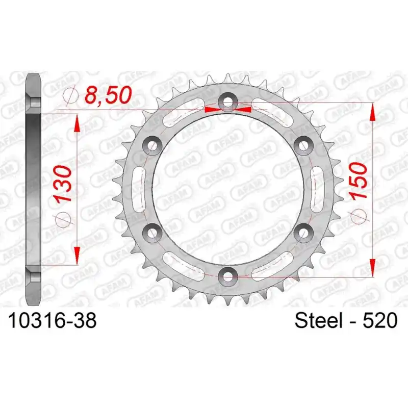 Couronne Acier 38 dents pour chaine 520 Offre Limitée