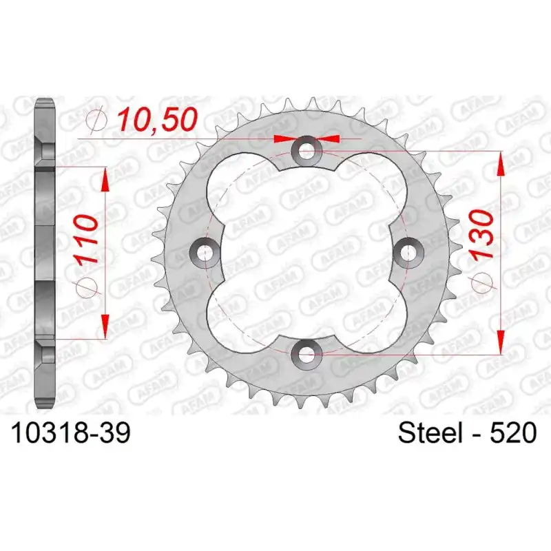 Super Prix Couronne Acier 39 dents pour chaine 520