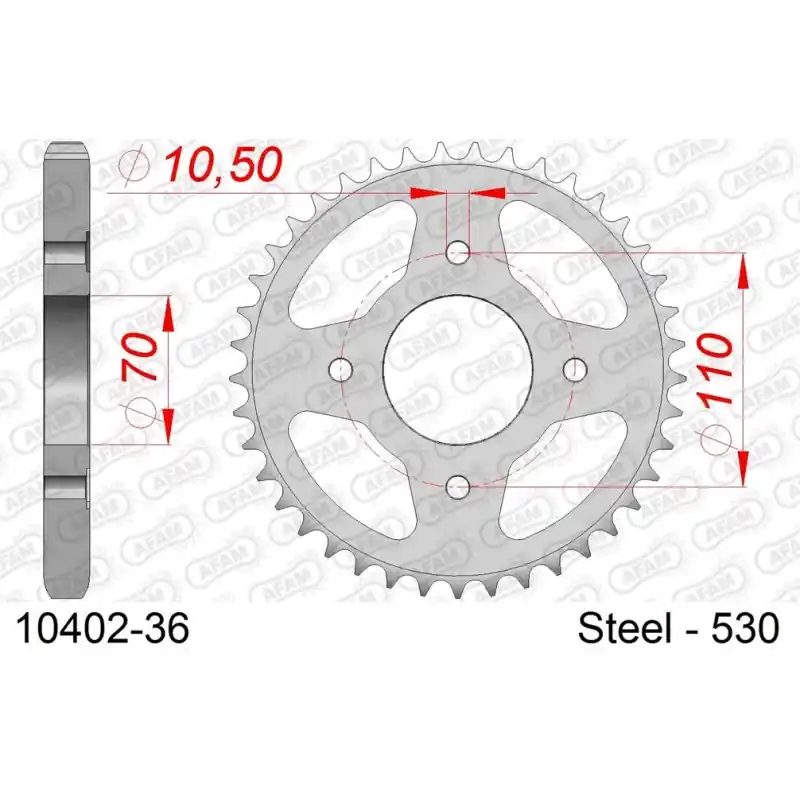 Promotion Couronne Acier 36 dents pour chaine 530