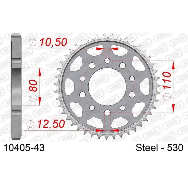 Achat Immédiat Couronne Acier 43 dents pour chaine 530