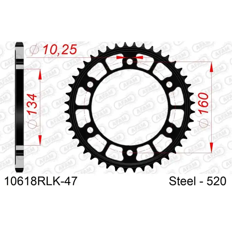 Couronne Acier 47 dents pour chaine 520 Vente Directe