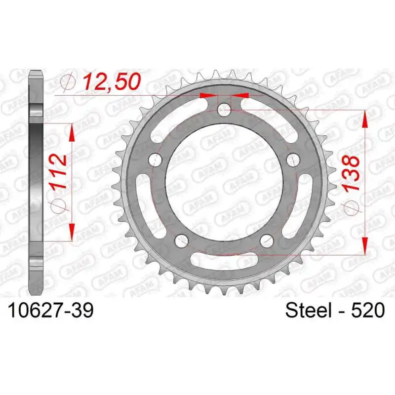 Couronne Acier 39 dents pour chaine 520 Vente Flash