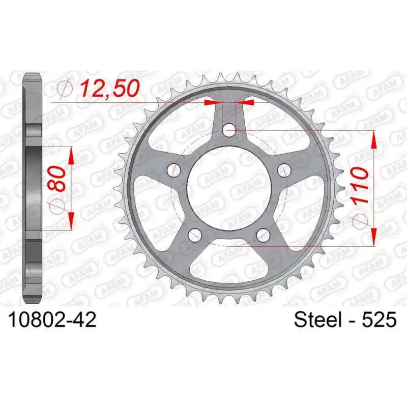 Couronne Acier 42 dents pour chaine 525 Offre Spéciale
