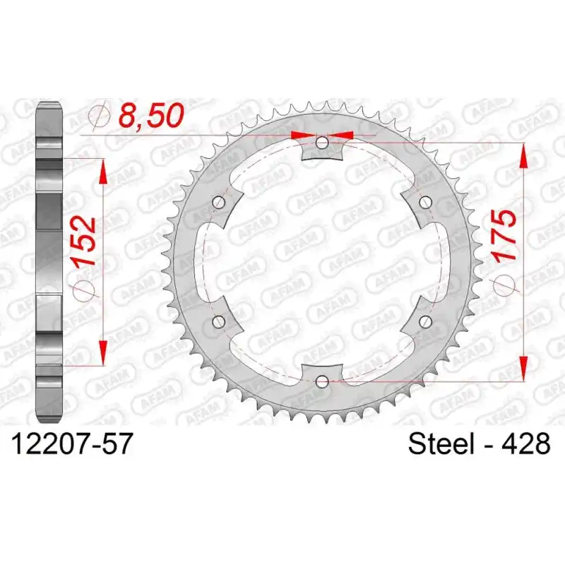 Nouvel Arrivage Couronne Acier 57 dents pour chaine 428