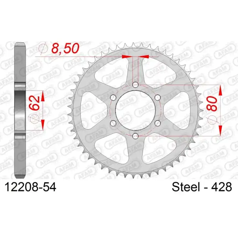 Couronne Acier 54 dents pour chaine 428 Populaire