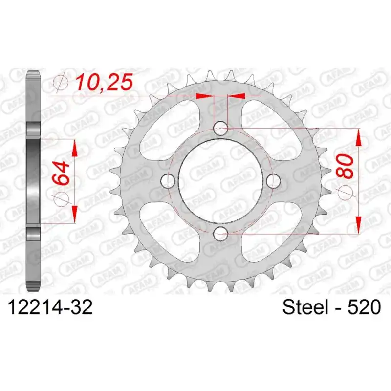 Couronne Acier 32 dents pour chaine 520 Prix Cassé