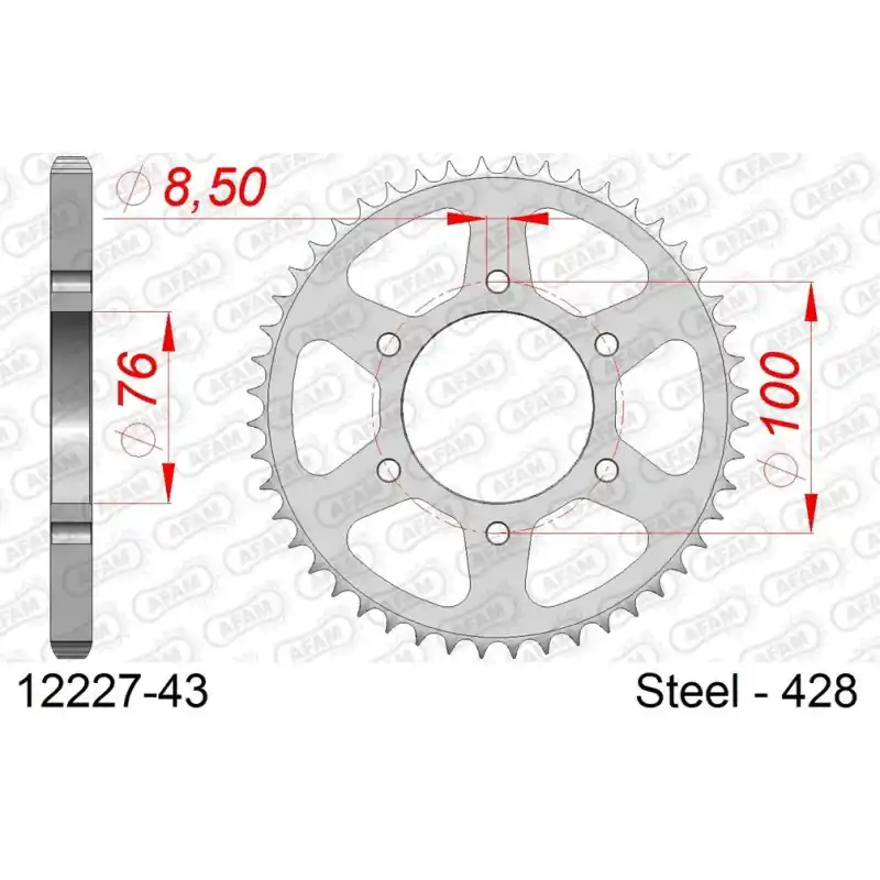 Solde Couronne Acier 43 dents pour chaine 428