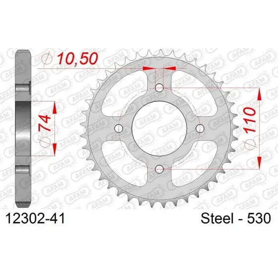 Seulement Aujourd'hui Couronne Acier 41 dents pour chaine 530