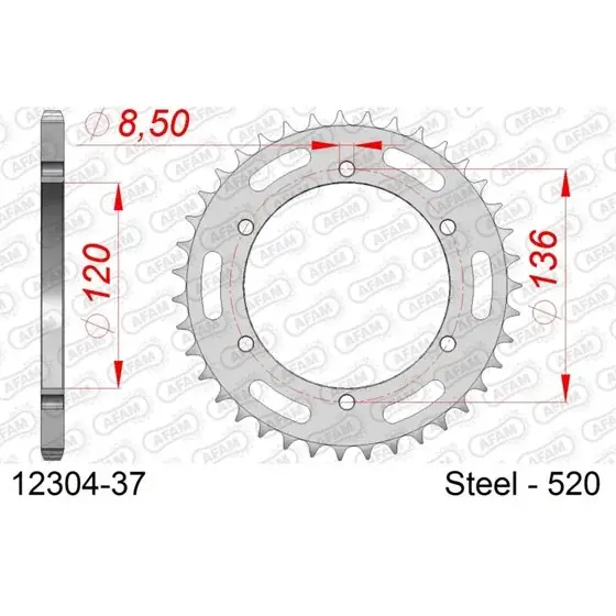 Certifié Couronne Acier 37 dents pour chaine 520