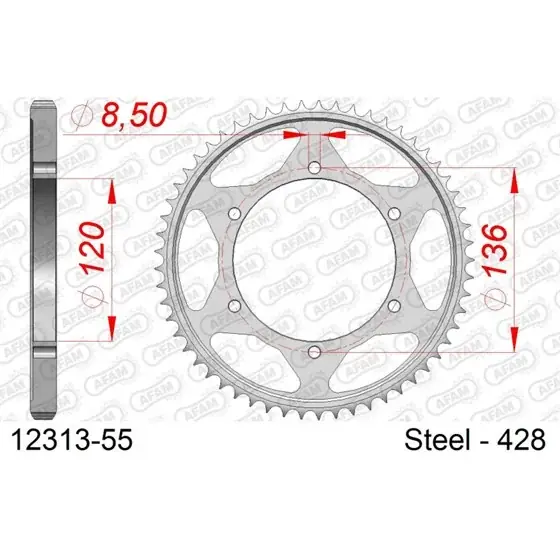 Couronne Acier 55 dents pour chaine 428 Vente Directe