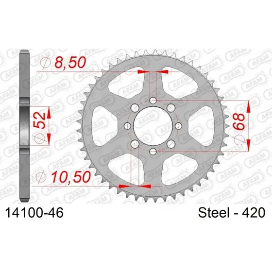 Couronne Acier 46 dents pour chaine 420 Offre Limitée