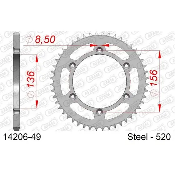 Prix Bas Couronne Acier 49 dents pour chaine 520