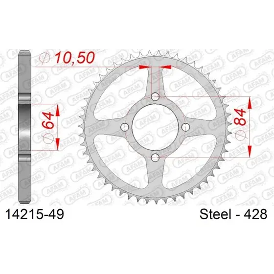 Usine Directe Couronne Acier 49 dents pour chaine 428
