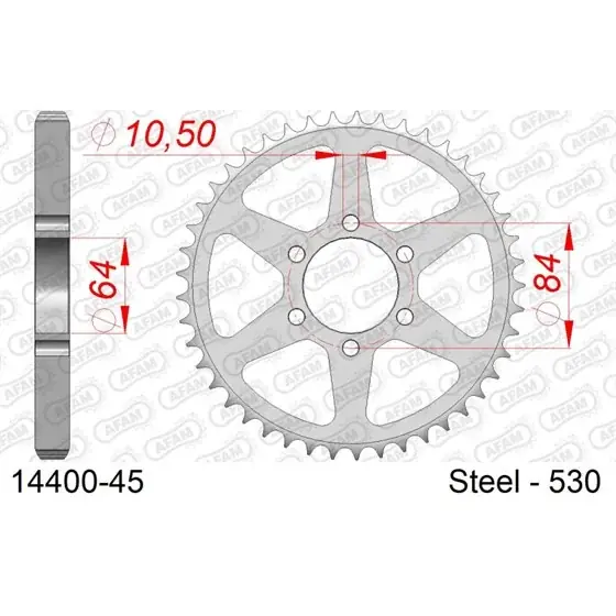 Couronne Acier 45 dents pour chaine 530 Commande En Gros
