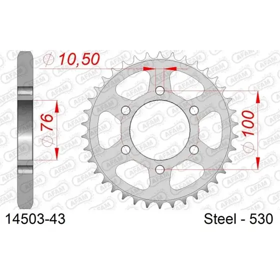 Couronne Acier 43 dents pour chaine 530 Certifié