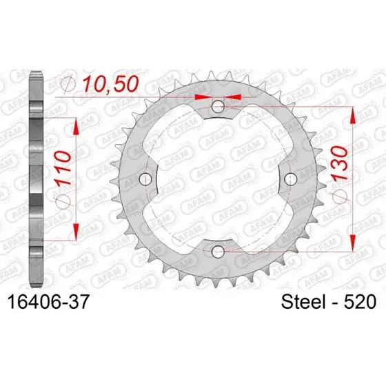 Couronne Acier 37 dents pour chaine 520 Meilleur Choix