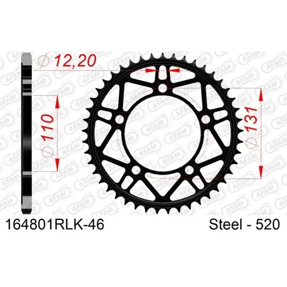Couronne Acier 46 dents pour chaine 520 Bon Marché