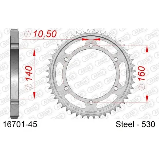 Couronne Acier 45 dents pour chaine 530 Must-Have