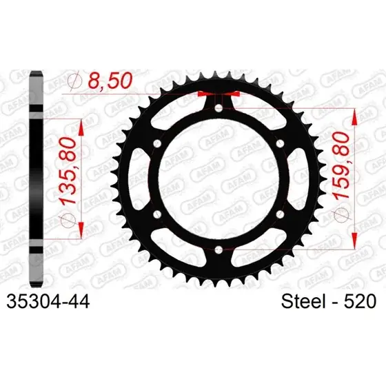 Seulement Aujourd'hui Couronne Acier 44 dents pour chaine 520