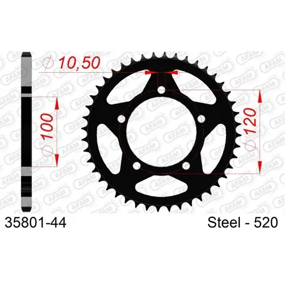 Couronne Acier 44 dents pour chaine 520 Super Prix