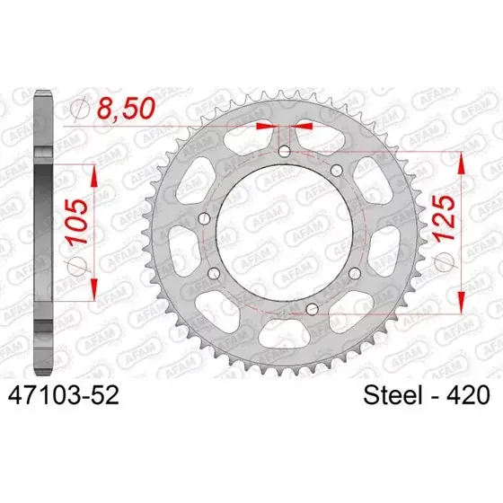 Bon Marché Couronne Acier 52 dents pour chaine 420