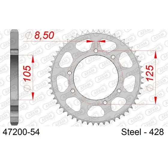 Achat Immédiat Couronne Acier 54 dents pour chaine 428