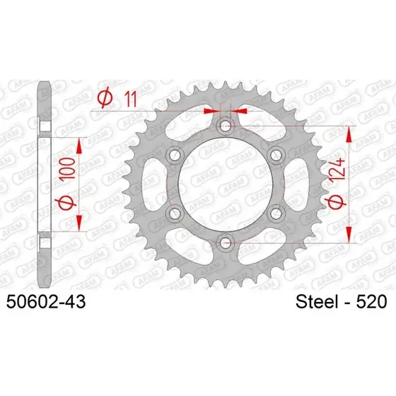 Couronne Acier 43 dents pour chaine 520 Nouvelle Collection