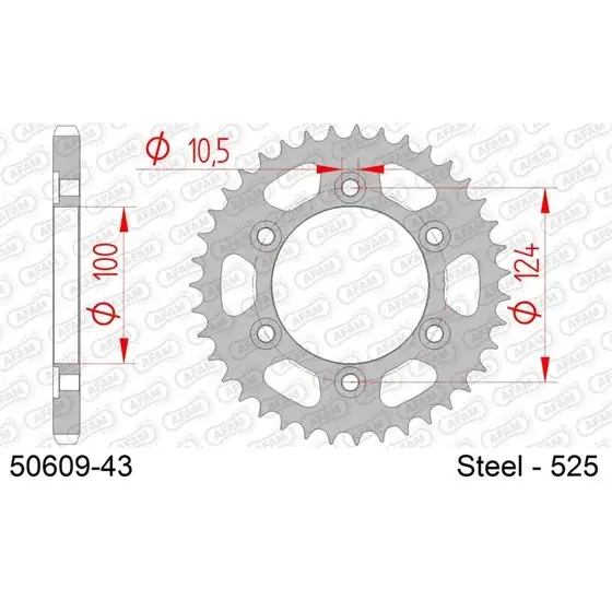 Couronne Acier 43 dents pour chaine 525 Certifié