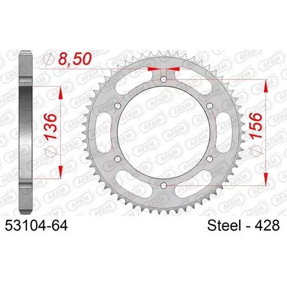 Couronne Acier 64 dents pour chaine 428 Prix Promo