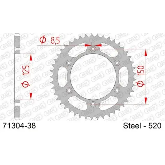 Couronne Acier 38 dents pour chaine 520 Super Prix