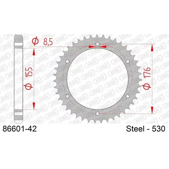 Couronne Acier 42 dents pour chaine 530 Offre Spéciale