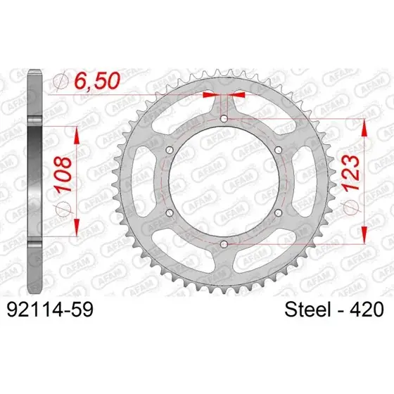 Couronne Acier 59 dents pour chaine 420 Remise