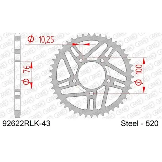 Couronne Acier 43 dents pour chaine 520 Vente Flash