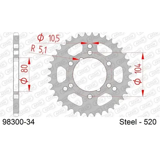 Couronne Acier 34 dents pour chaine 520 Vente Flash