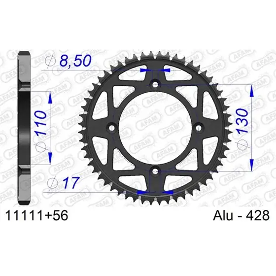 Couronne En Alu 56 dents pour chaine 428 S/C Expédition Rapide