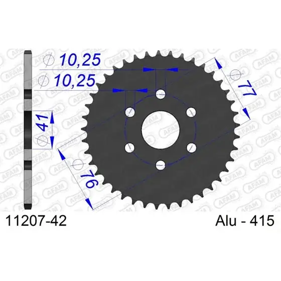 Couronne En Alu 42 dents pour chaine 415 Achetez Aujourd'hui