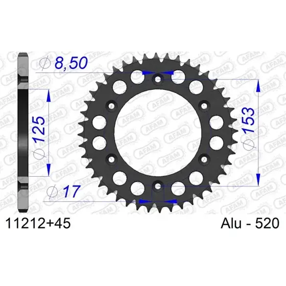 Expédié Aujourd'hui Couronne En Alu 45 dents pour chaine 520 S/C