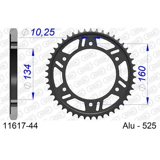 Prix Choc Couronne En Alu 44 dents pour chaine 525