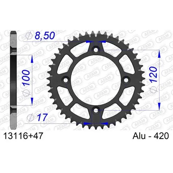 Paiement Sécurisé Couronne En Alu 47 dents pour chaine 420 S/C