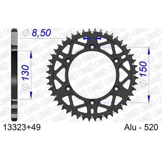 Meilleur Choix Couronne En Alu 49 dents pour chaine 520 S/C