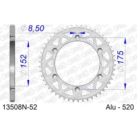 Couronne En Alu 52 dents pour chaine 520 Bon Marché