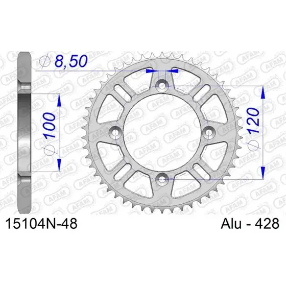 Vente Flash Couronne En Alu 48 dents pour chaine 428