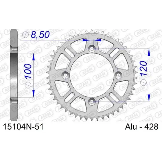 Usine Directe Couronne En Alu 51 dents pour chaine 428